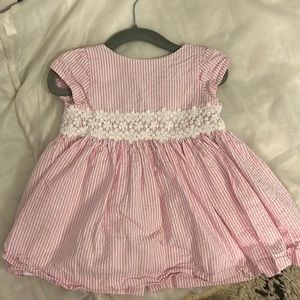 Ralph Lauren pink sear sucker with attached crochet white belt